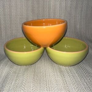Crate & Barrel Portugal Monterey Small Prep Bowls Dips Sides Orange Lime Green